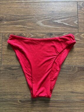 Taluca Red High Waisted Cheeky Bikini Bottoms Size Medium Womens Swim Beach Vaca